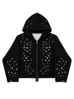 EYELET HOODIE - BLACK