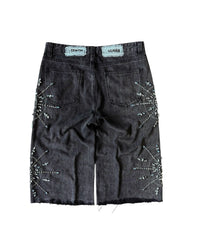 BLACK MONOGRAM MIRROR JORTS