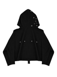 EYELET HOODIE - BLACK