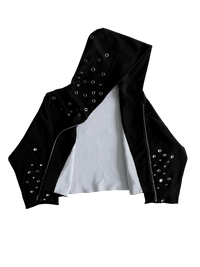 EYELET HOODIE - BLACK