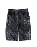 BLACK MONOGRAM MIRROR JORTS